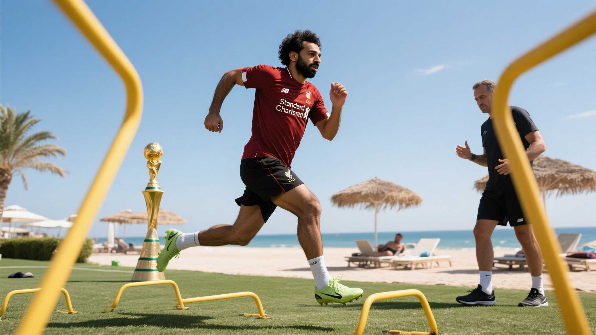 33岁萨拉赫度假不停歇，烈日下坚持跑步与腿部训练，用汗水诠释英超金靴拼劲